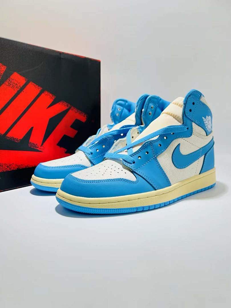 Nike Air Jordan 1 Retro High OG Washed Blue Sneakers DZ5485-100 - Light Blue Sail Cream White AJ1 High Shoes