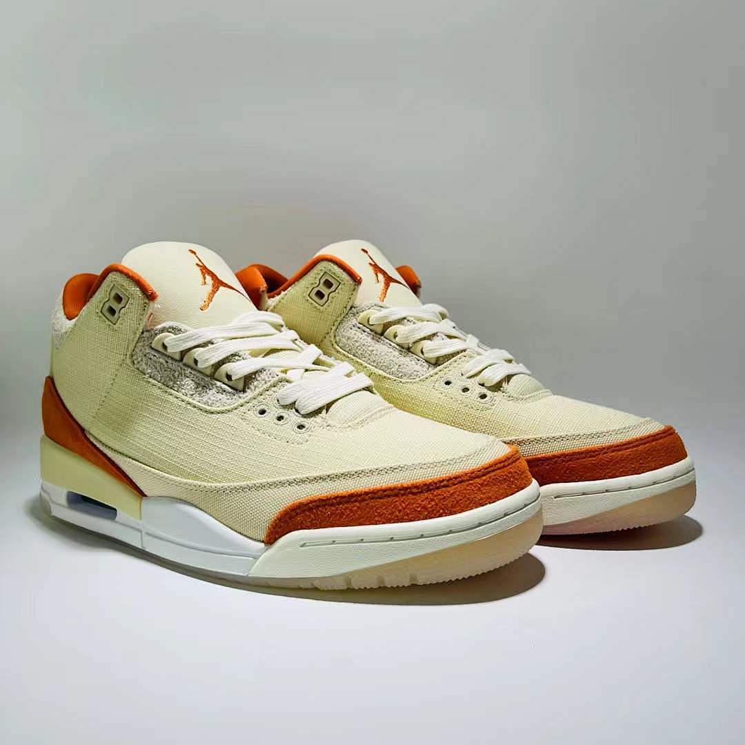 Air Jordan 3 Retro Muslin Orange Canvas Suede