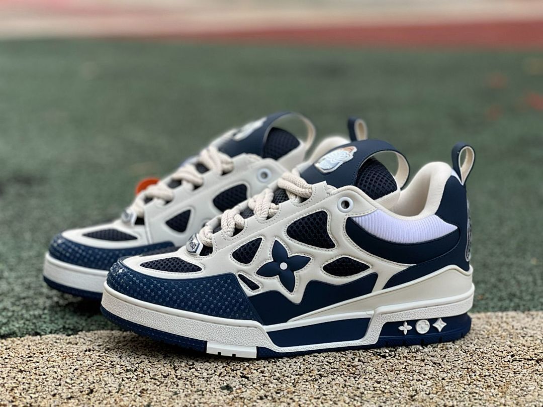 Louis Vuitton Moncler Hybrid Low Top Trainer Sneakers Navy Cream