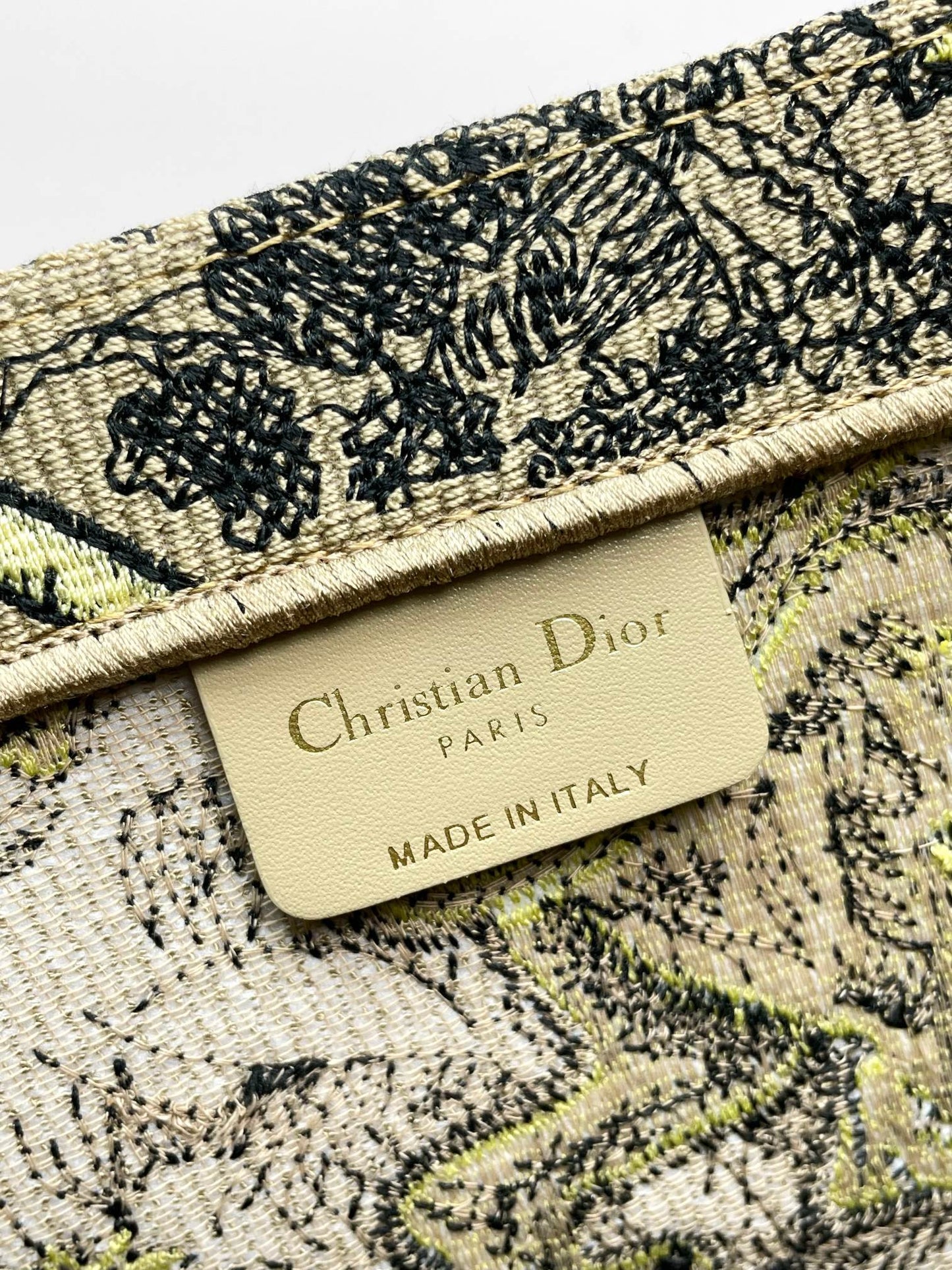 Dior Vintage Animal Embroidered Canvas Tote Bag Large Fashion Handbag