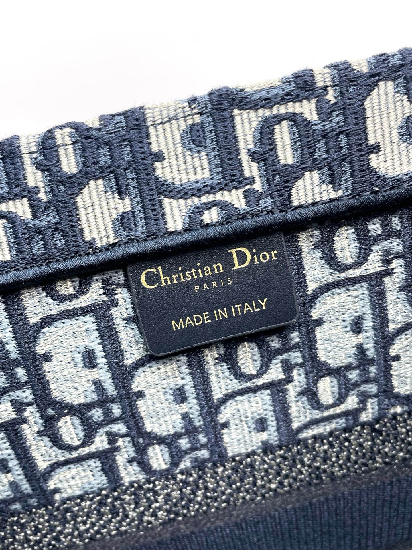 Christian Dior Blue Dior Oblique Embroidered Book Tote Bag