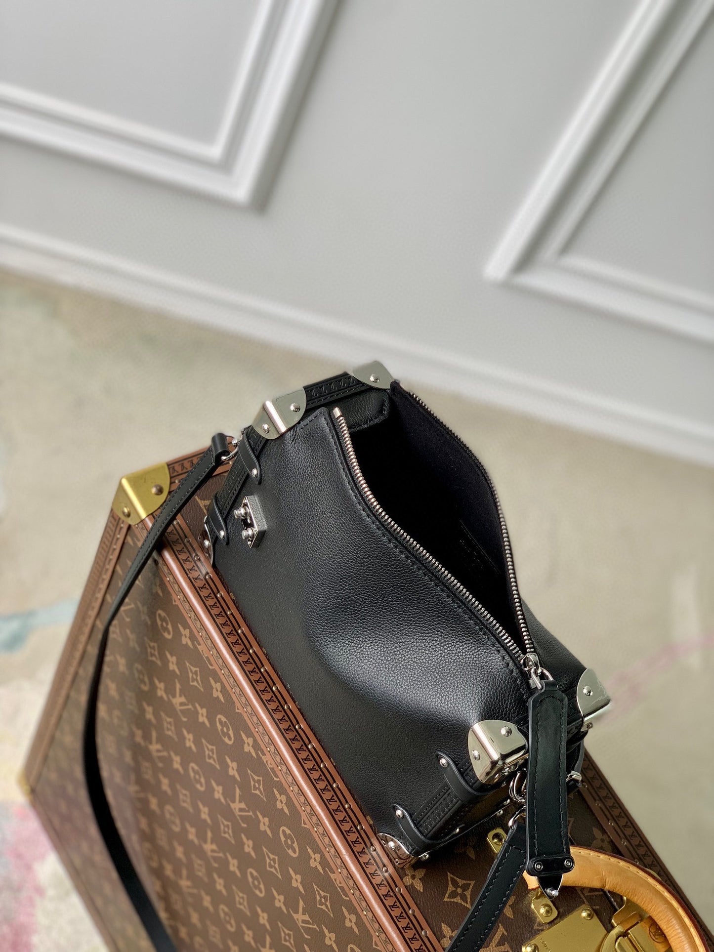 Louis Vuitton Side Trunk PM - Black Grained Leather Handbag