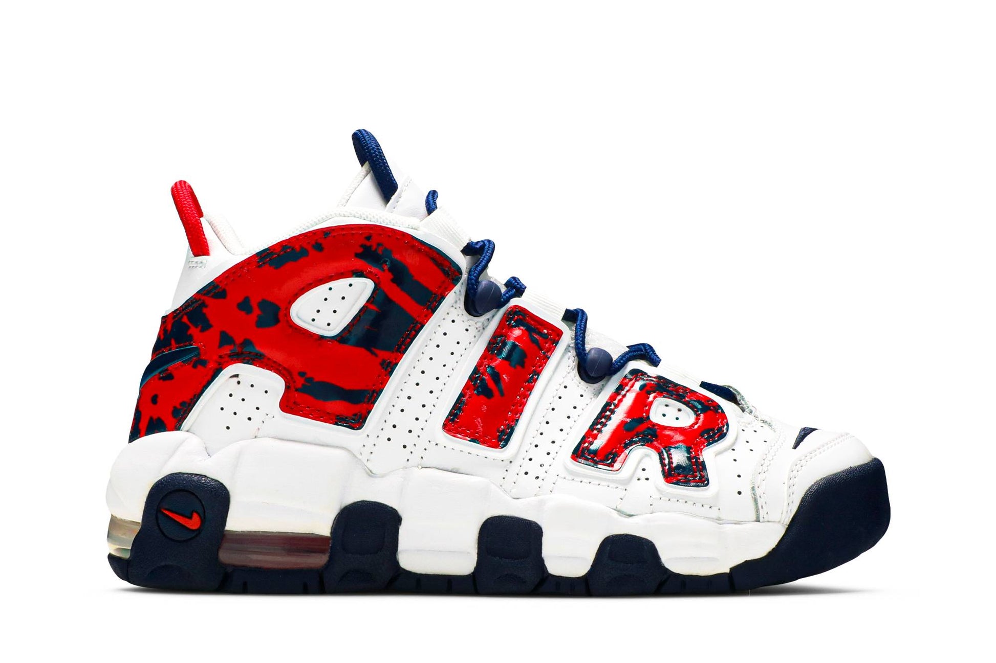 ( Grade School ) Nike Air More Uptempo 'White Blue Red Camo' CZ7885-100