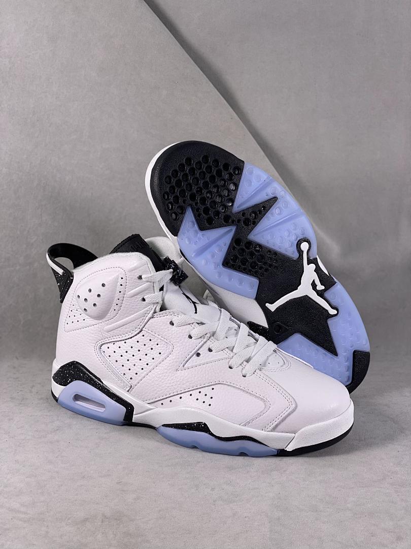 Nike Air Jordan 6 Retro "Oreo" White Black Speckle Icy Sole Basketball Shoes 384664-101