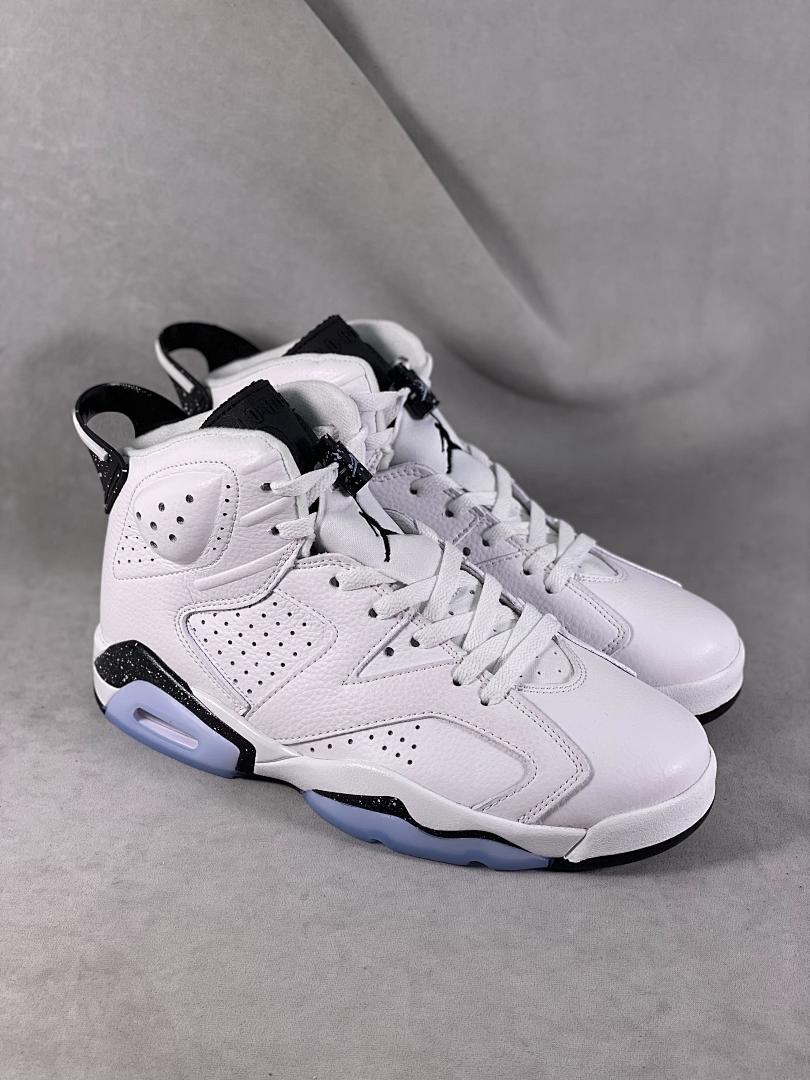 Nike Air Jordan 6 Retro "Oreo" White Black Speckle Icy Sole Basketball Shoes 384664-101