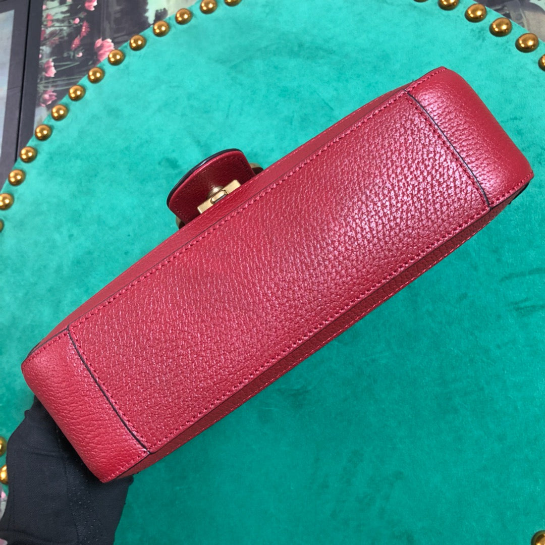 Gucci Vintage Monogram Canvas Shoulder Handbag with Red Trim and Gold Chain