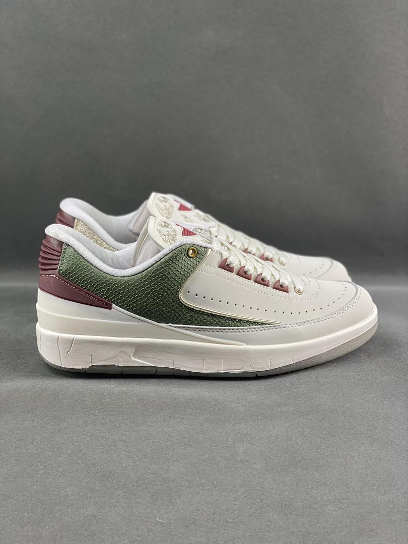 Nike Air Jordan 2 Retro Low WMNS Sail Burgundy Crush Olive Green Shoes DX4401-106