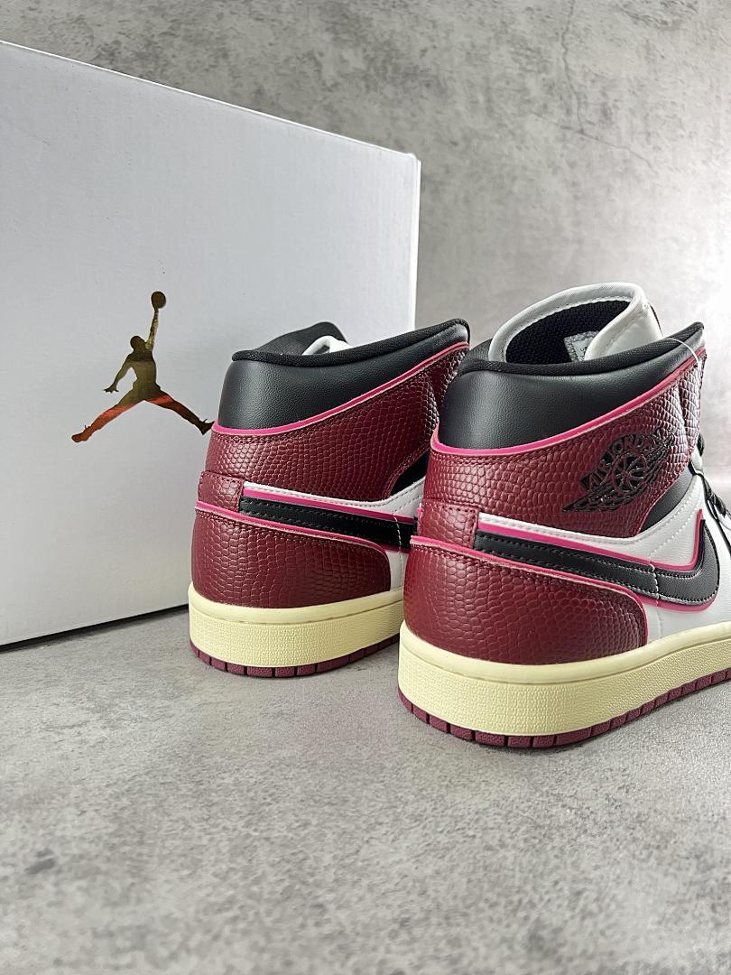Nike Air Jordan 1 Mid Cherrywood Red Black White Sail Shoes DQ8462-106