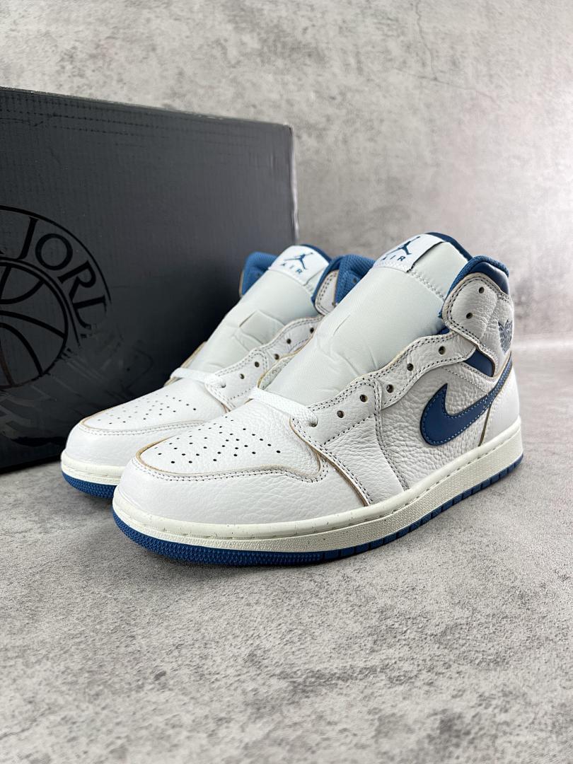 Nike Air Jordan 1 Mid 'Armory Navy' White Navy Blue Tumbled Leather Sneakers Shoes 554724-411