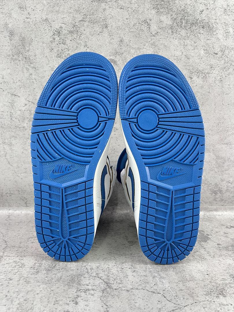 Nike Air Jordan 1 Mid 'Armory Navy' White Navy Blue Tumbled Leather Sneakers Shoes 554724-411