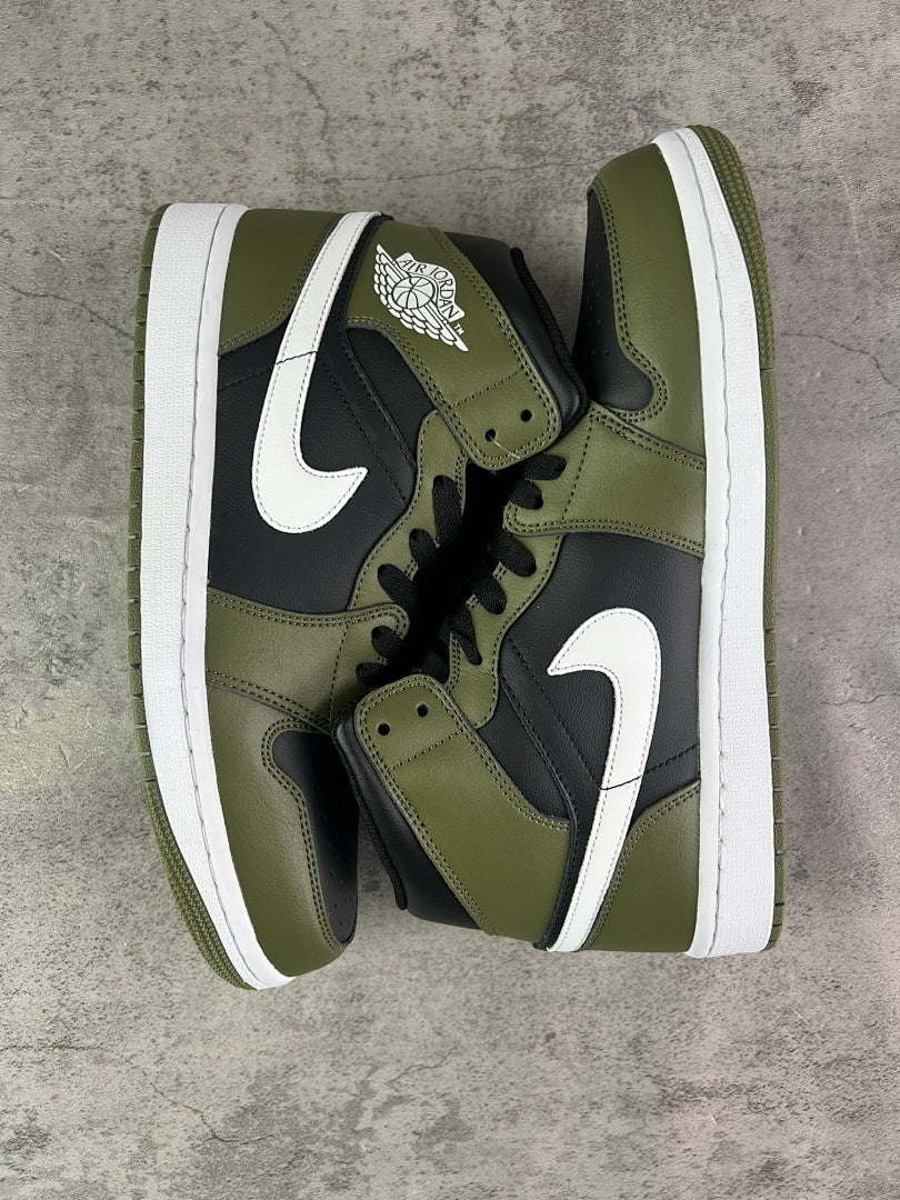 Nike Air Jordan 1 Mid Dark Olive Black White 554724-002