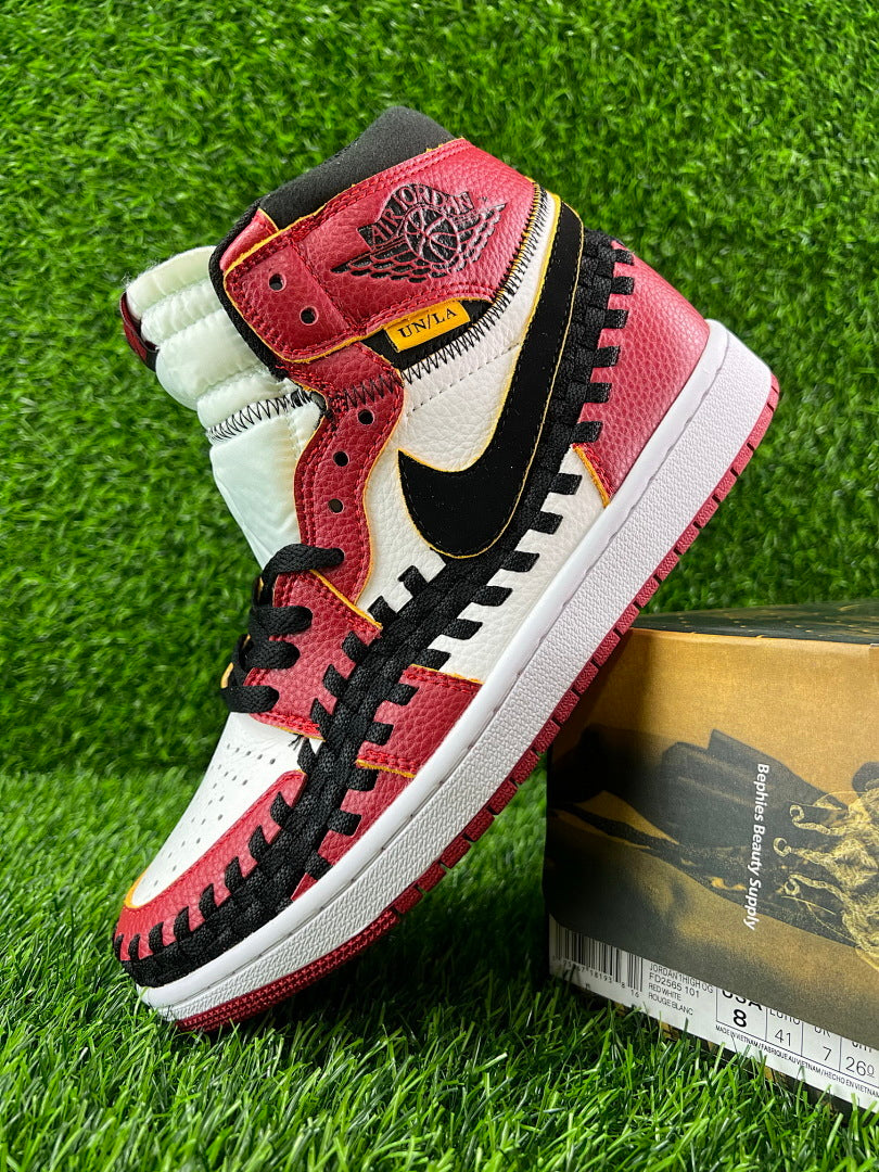 Nike Air Jordan 1 Retro High OG Union LA x Bephies Beauty Supply Woven Red Black White Sneakers FD0399-163
