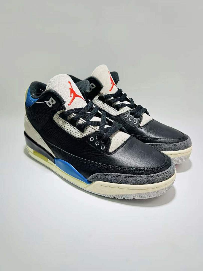 Air Jordan 3 Retro Black Royal Blue Red Sail Elephant Print Sneakers
