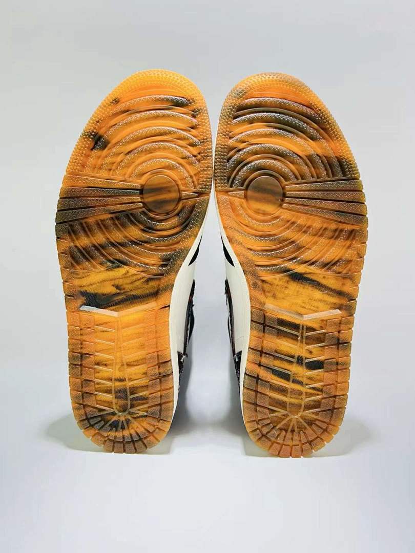 Nike Air Jordan 1 Retro High OG Black Gold Speckle White Red Orange Cracked Pattern Gum Sole High-Top Sneakers Shoes Men Women