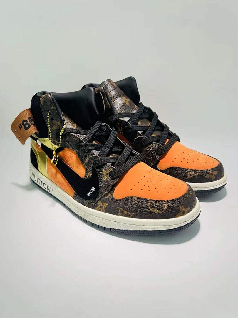 Louis Vuitton Monogram Air Jordan 1 High Orange Brown Black '85 Sneakers