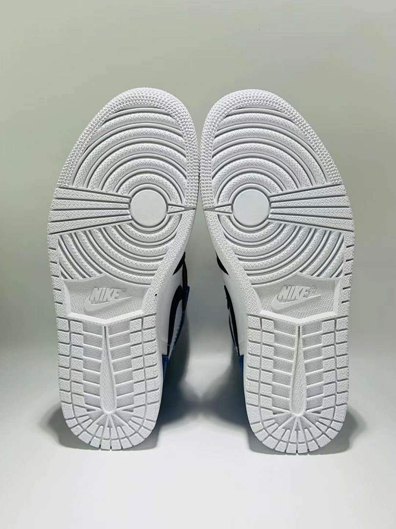 Air Jordan 1 High Black White Royal Blue Deconstructed Exposed Foam Sneakers
