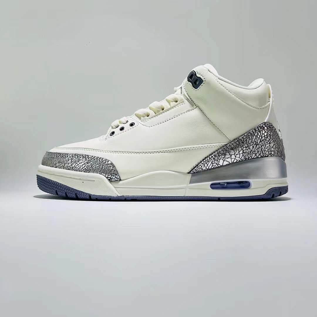 Nike Air Jordan 3 Retro Off-White Metallic Sail Chrome Sneakers DX6665-100
