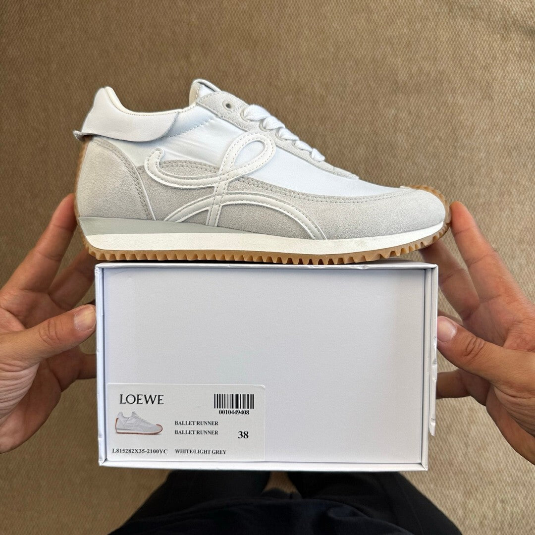OAMC Lows Leather-Trimmed Suede and Shell Sneakers White Grey Gum