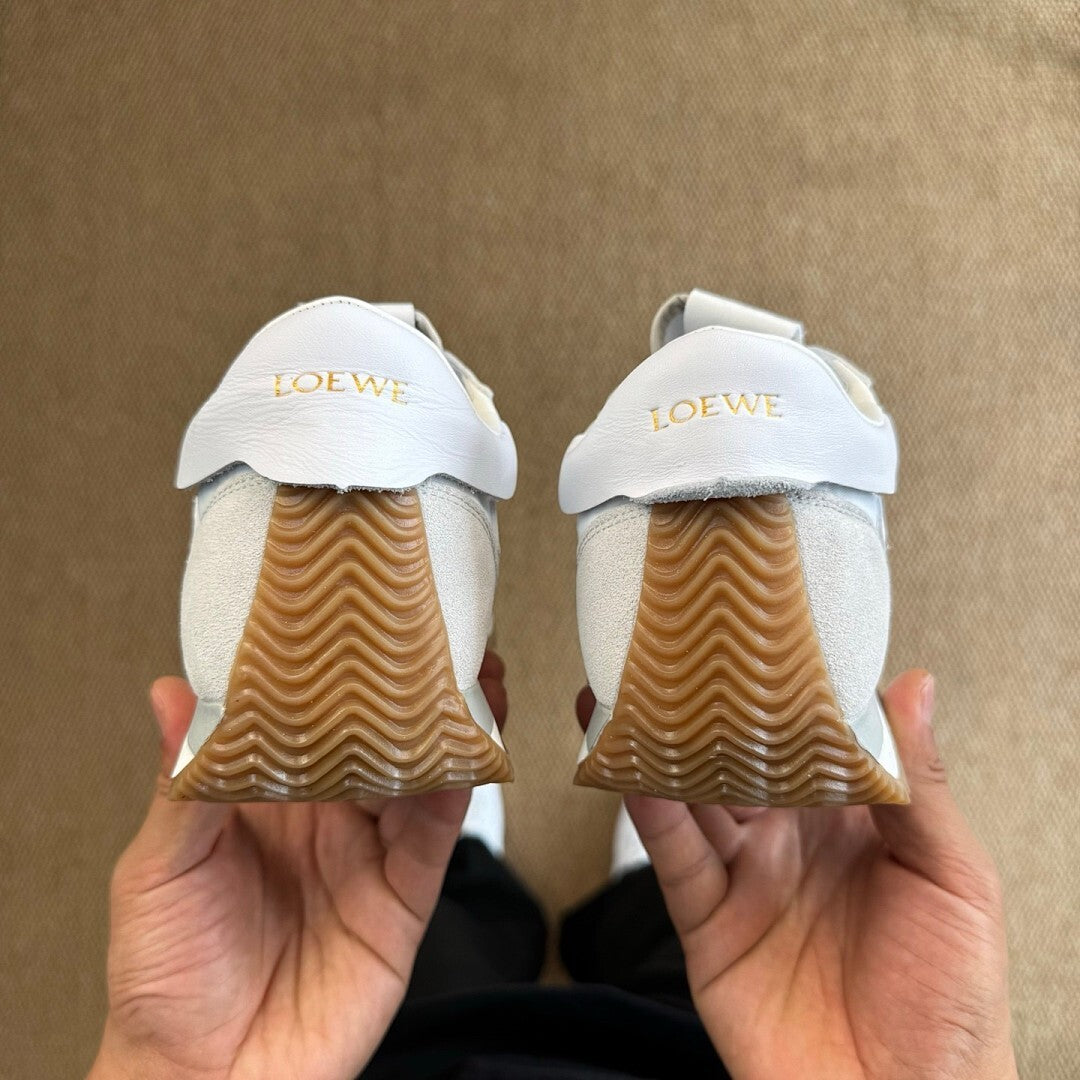 OAMC Lows Leather-Trimmed Suede and Shell Sneakers White Grey Gum