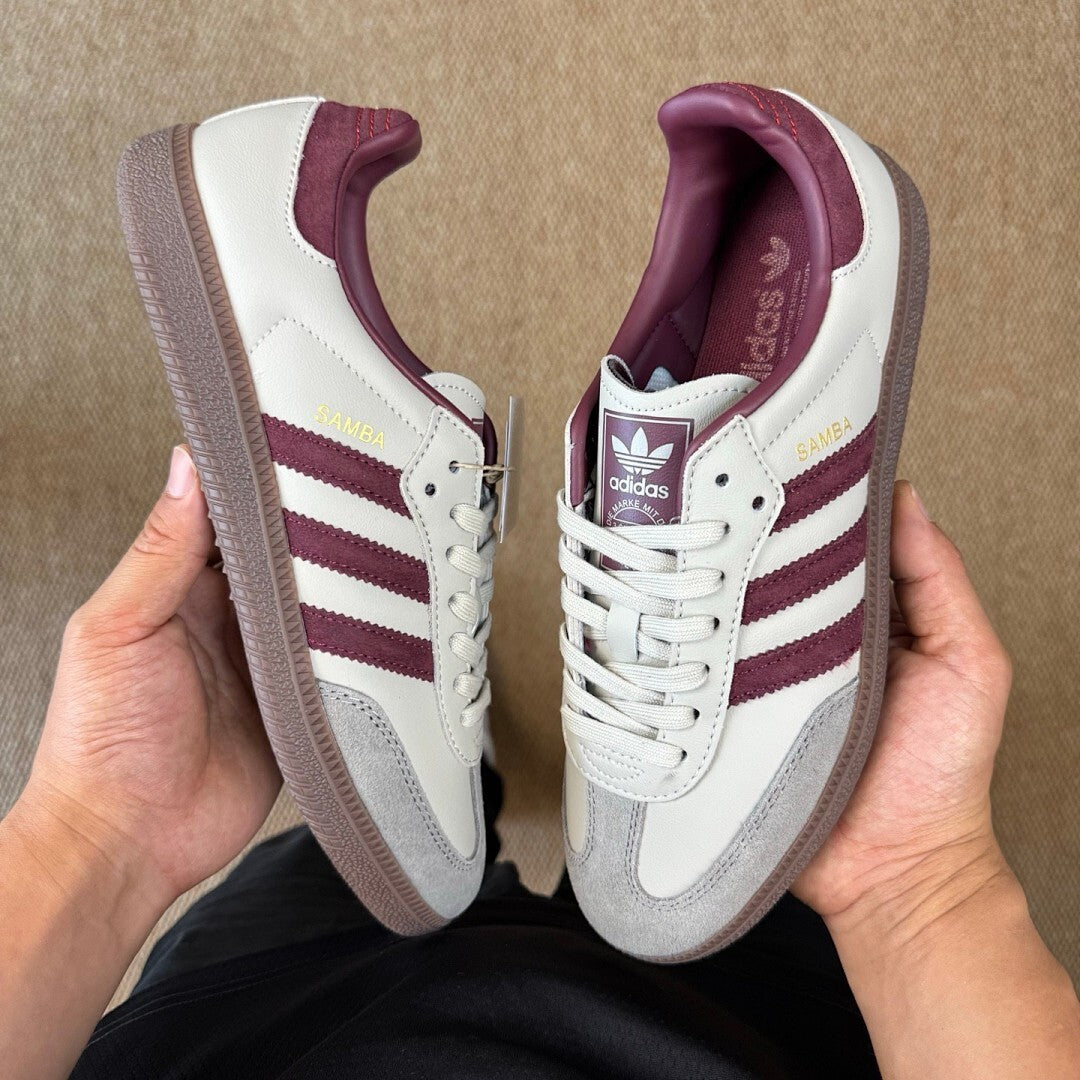 Adidas Samba OG Cloud White Collegiate Burgundy Gum B75807