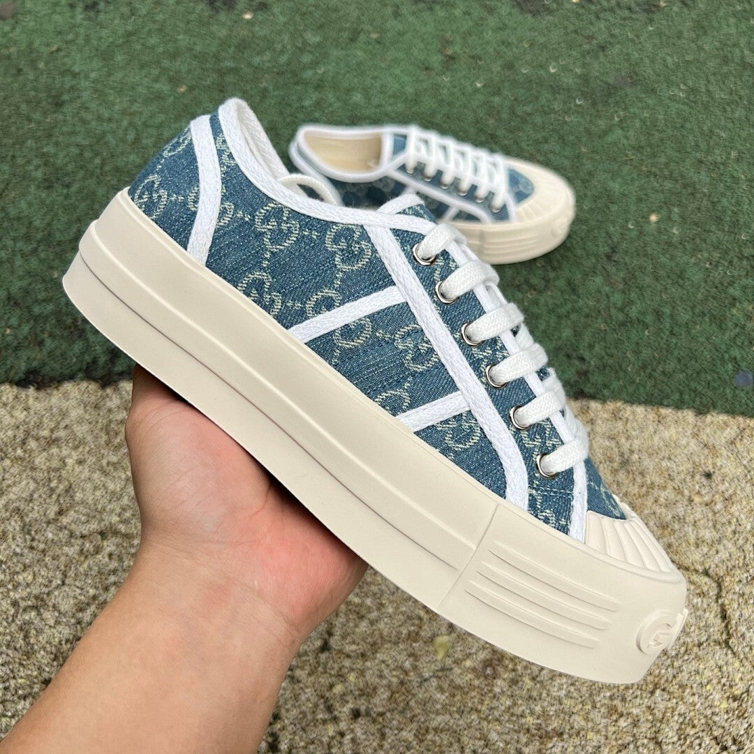 Gucci Women's GG Monogram Denim Platform Low-Top Sneaker, Code: 663456 XDD48 4268