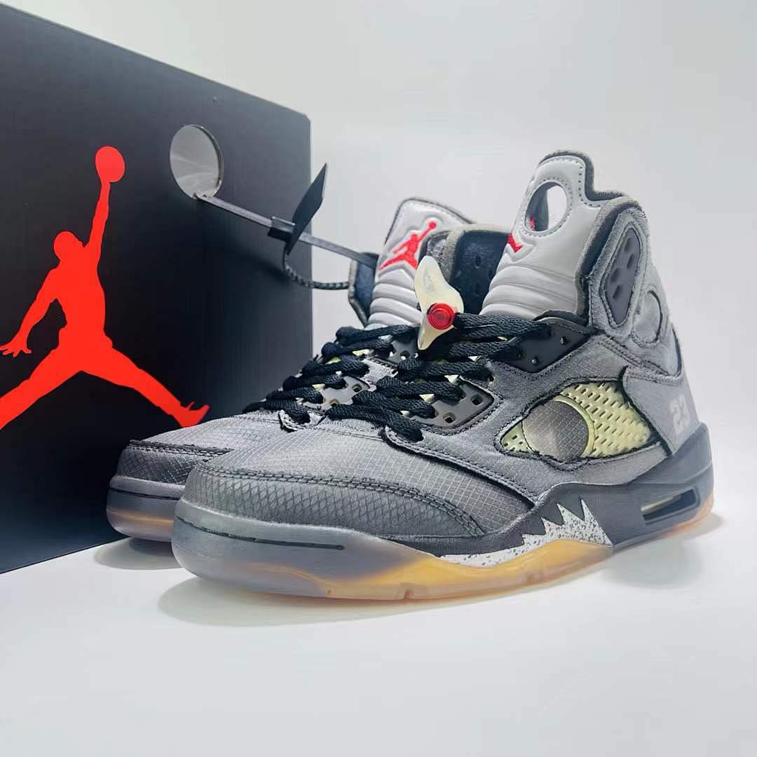 Off-White x Air Jordan 5 Retro SP 'Muslin' Black Grey CT8480-001