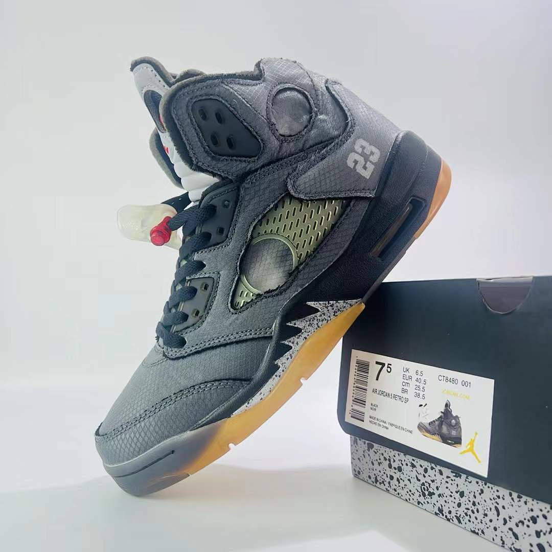 Off-White x Air Jordan 5 Retro SP 'Muslin' Black Grey CT8480-001