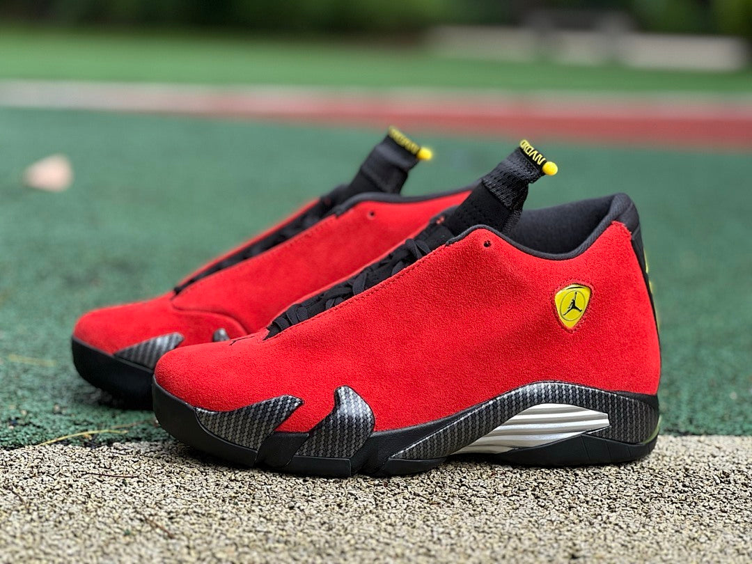 Air Jordan 14 Retro Ferrari Challenge Red Black Vibrant Yellow 654459-670