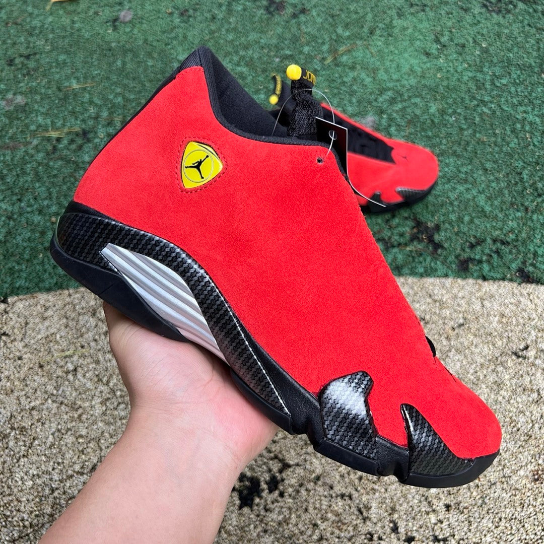 Air Jordan 14 Retro Ferrari Challenge Red Black Vibrant Yellow 654459-670