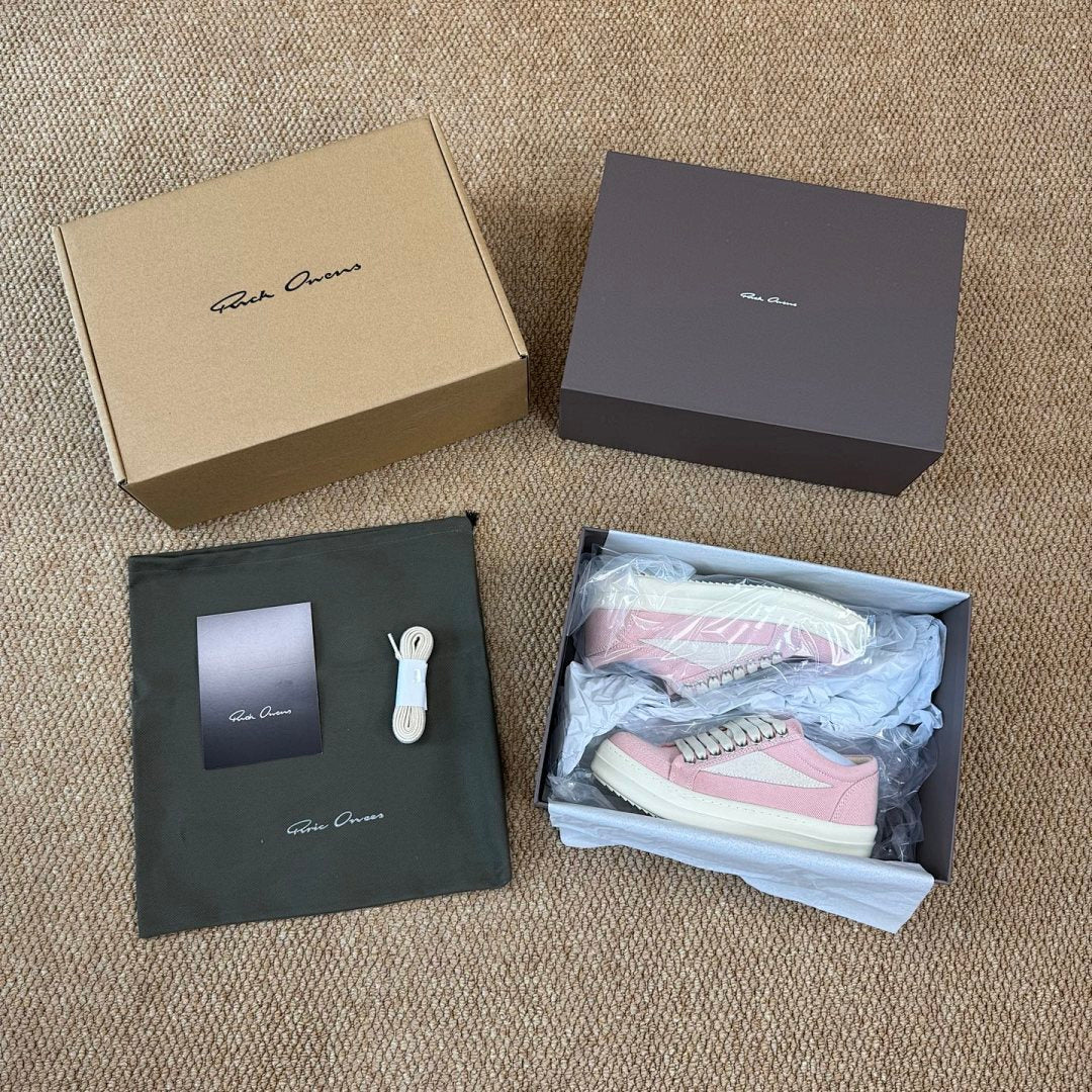 Rick Owens DRKSHDW Delta Low Sneakers Pink Canvas