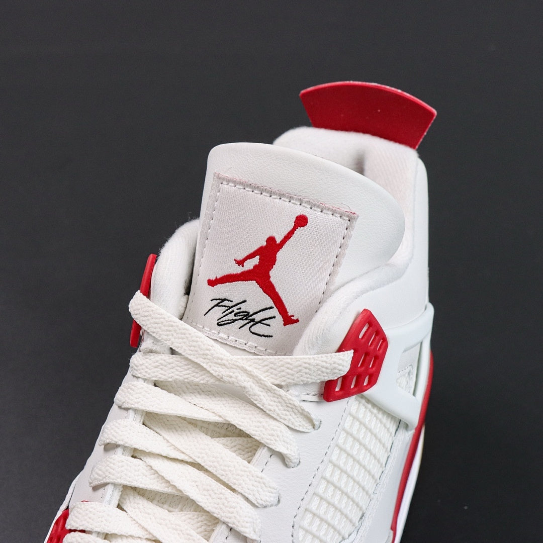 Air Jordan 4 Retro White Fire Red Light Grey Suede Gum