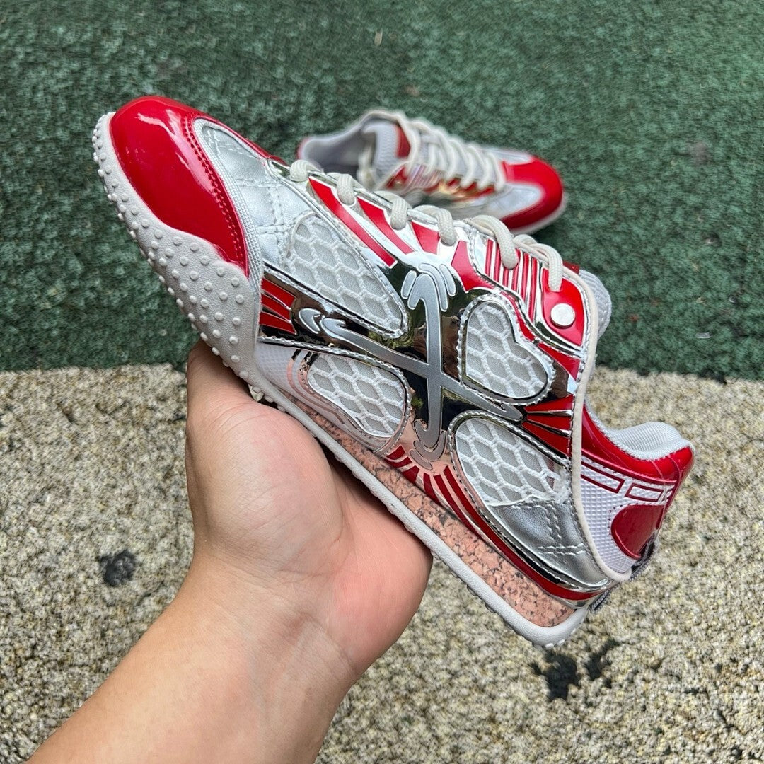 ONMAX Lucky Clover X Series Red Silver White Athletic Running Shoes
