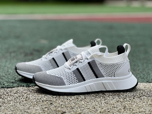 Christian Dior Paris White Black Knit 3-Stripe Sneakers