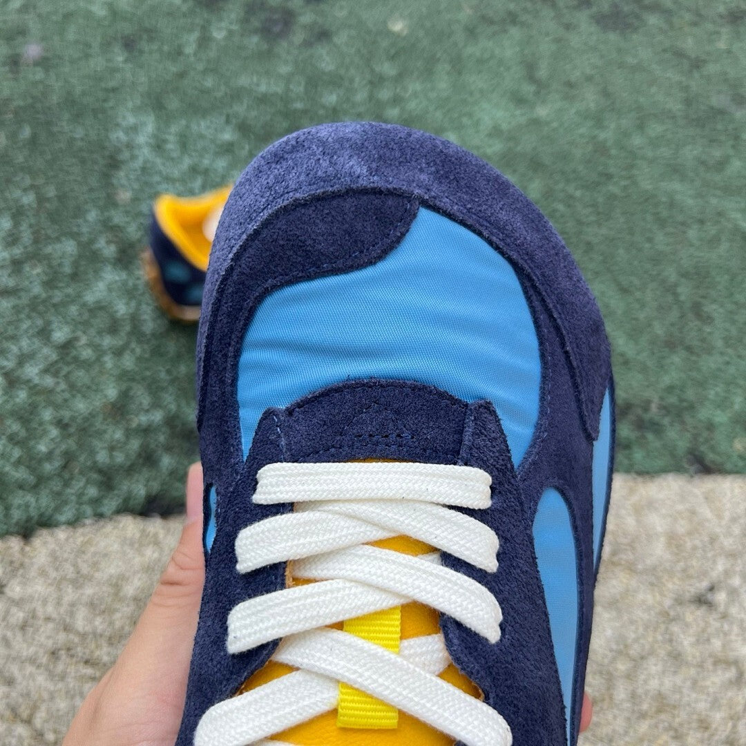 Visvim Roland Jogger Navy Light Blue Yellow Suede Nylon Sneakers