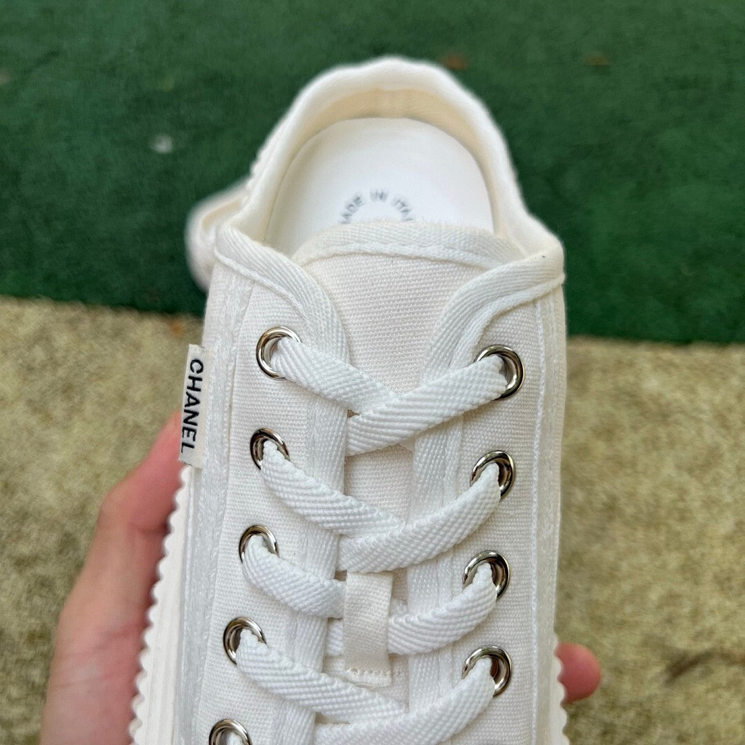 CHANEL Canvas Platform Mules G39540