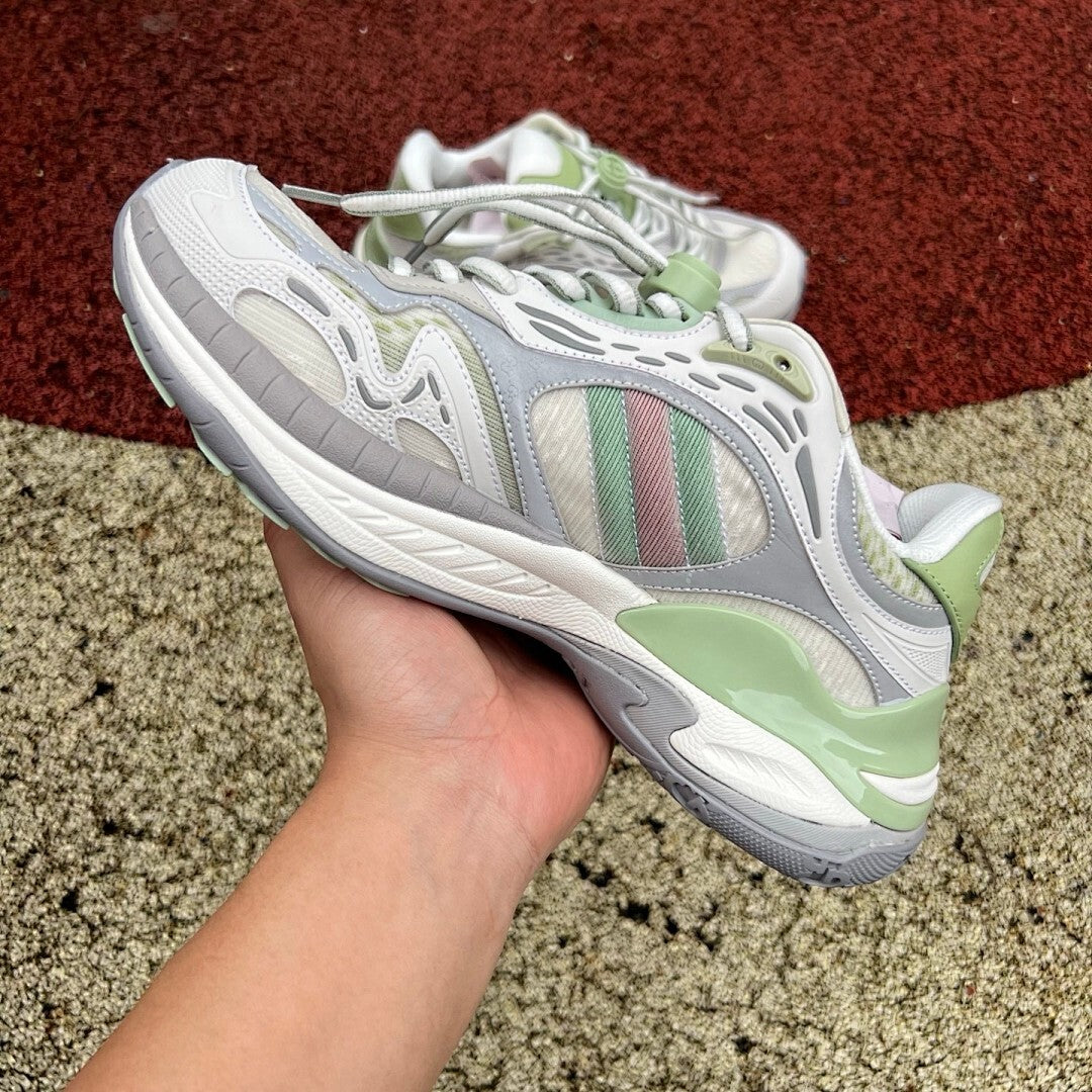 Gucci Run Sneakers Grey Sage Green Pink Stripe