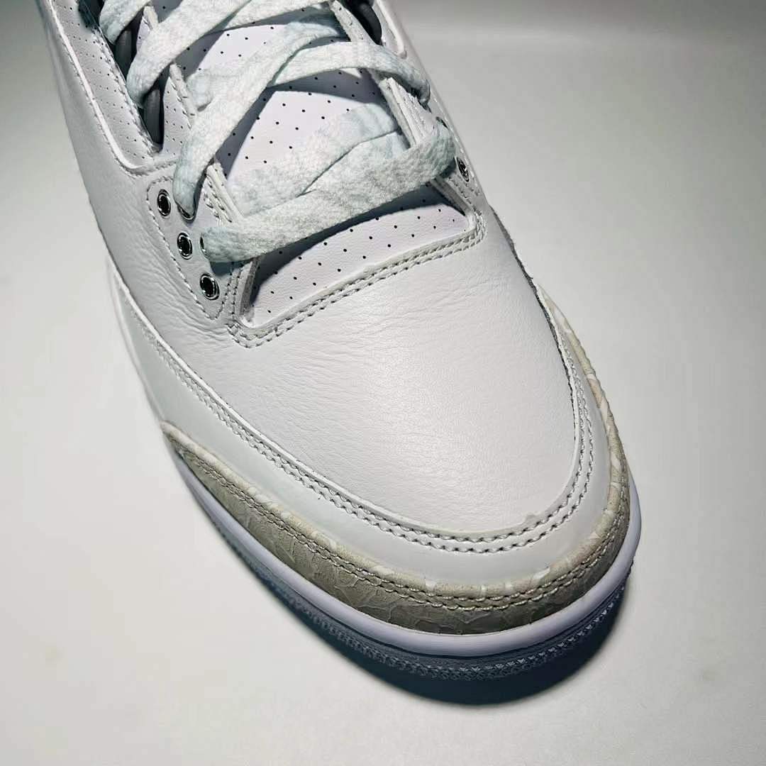 Air Jordan 3 Retro Pure Money White Metallic Silver Pure Platinum Men's Sneakers Shoes (136064-103)