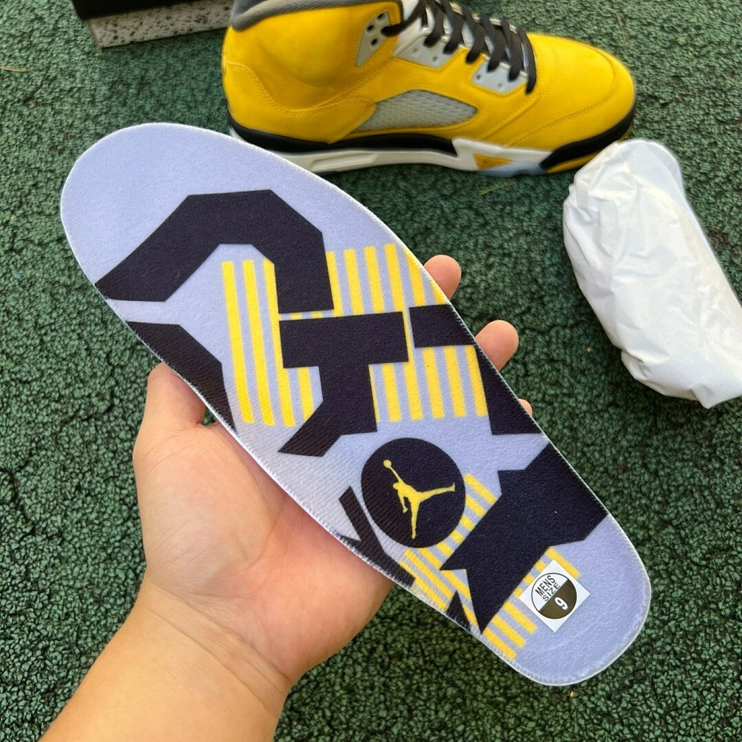 Air Jordan 5 'Michigan' Player Exclusive Amarillo College Navy Wolf Grey Black