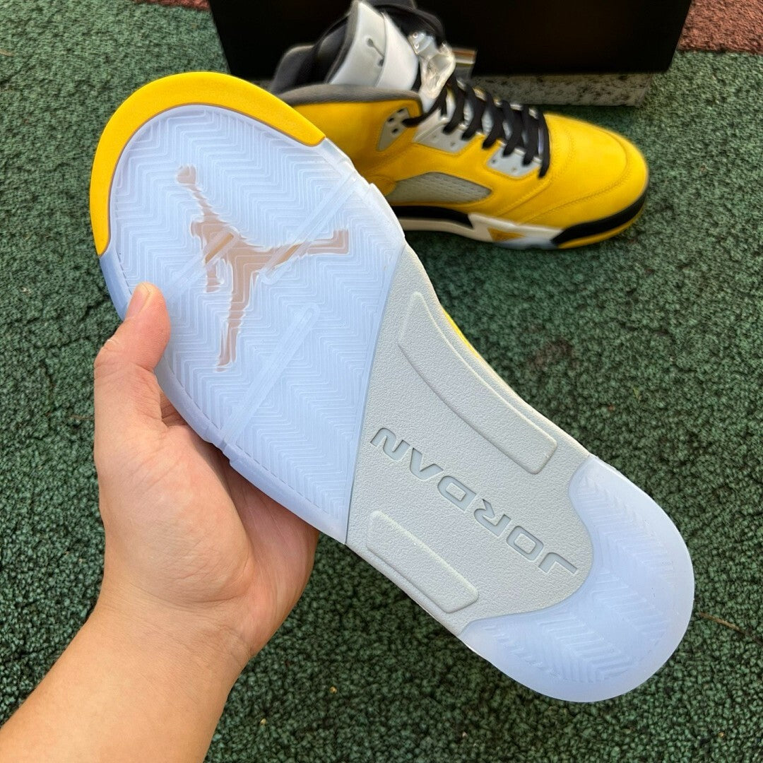 Air Jordan 5 'Michigan' Player Exclusive Amarillo College Navy Wolf Grey Black
