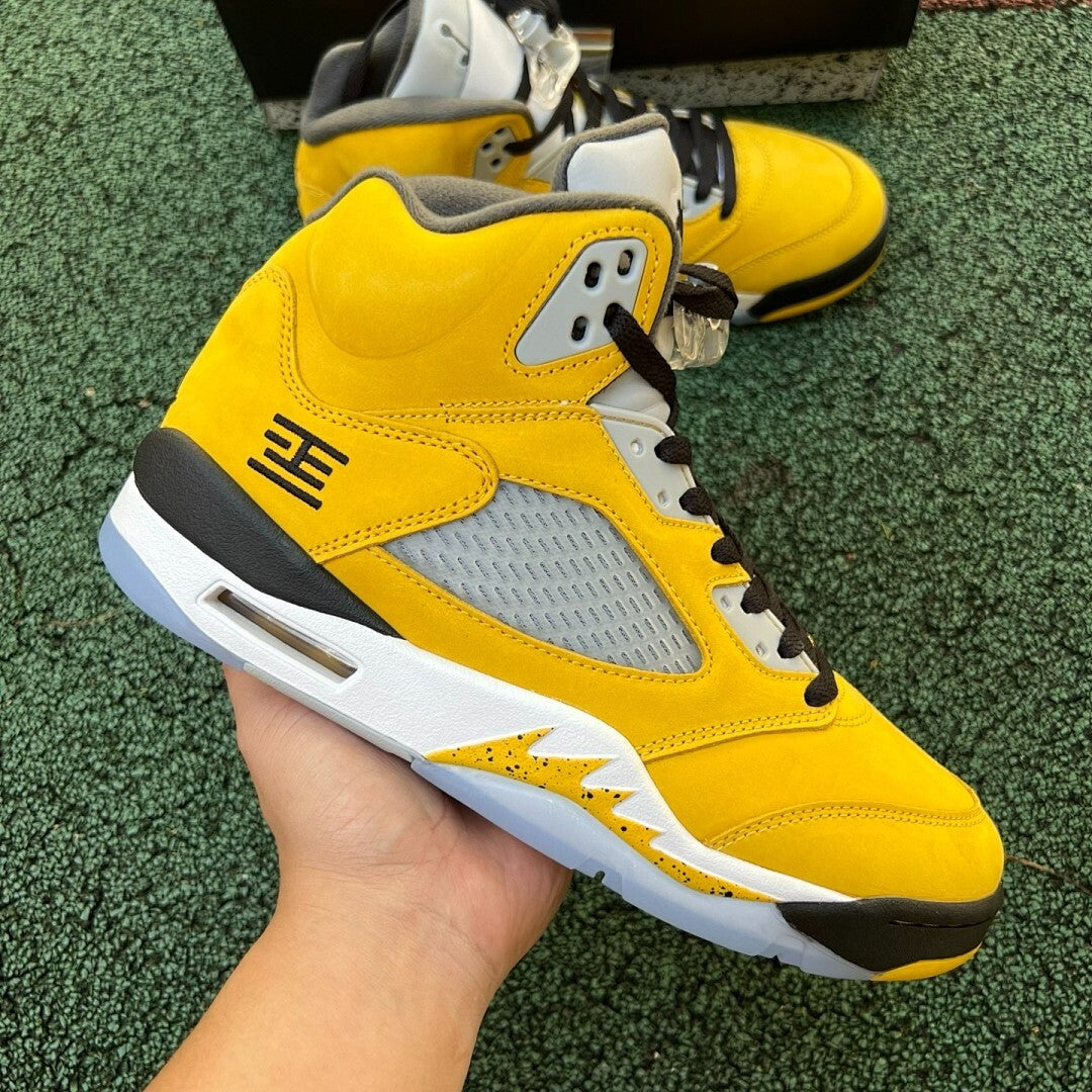 Air Jordan 5 'Michigan' Player Exclusive Amarillo College Navy Wolf Grey Black