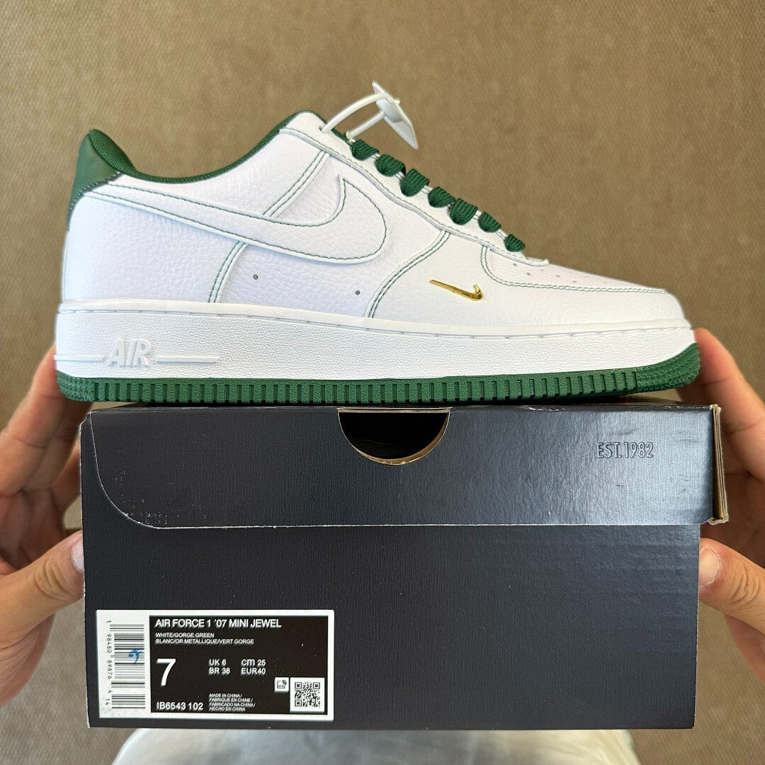 Nike Air Force 1 Low EMB White Pine Green Metallic Gold FJ4214-100