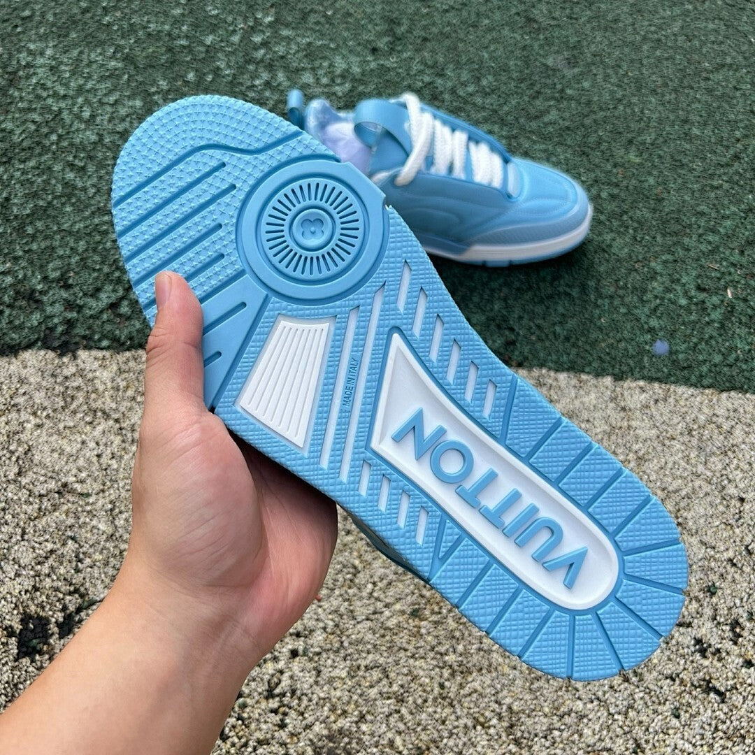 Louis Vuitton LV Trainer Monogram Flower Sneaker Light Blue