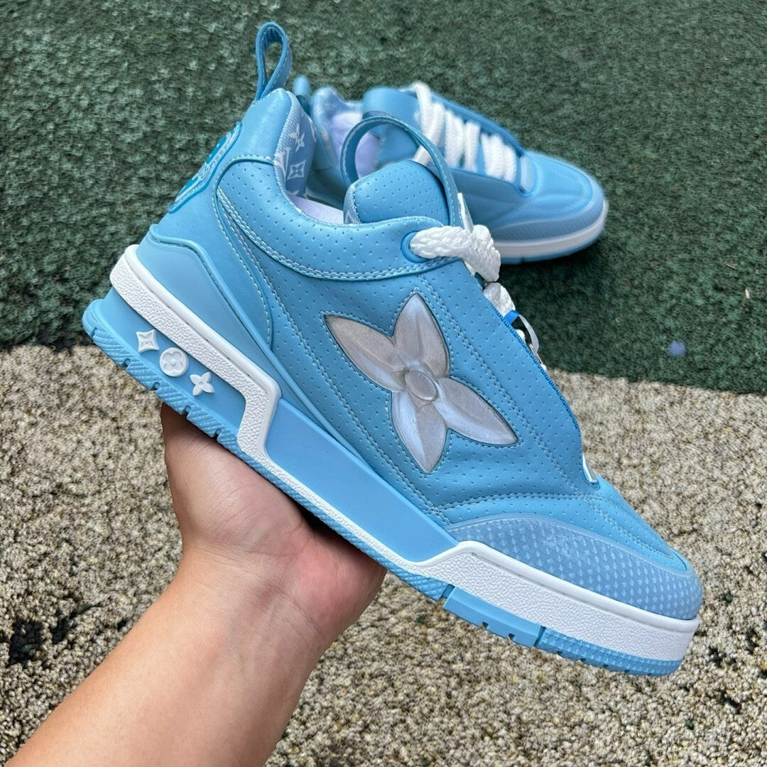 Louis Vuitton LV Trainer Monogram Flower Sneaker Light Blue