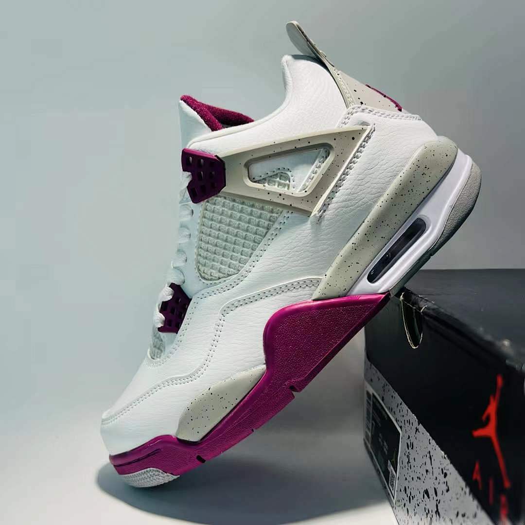 Air Jordan 4 Retro GS Active Fuchsia White Purple Grey Grade School Sneakers Shoes 408452-167