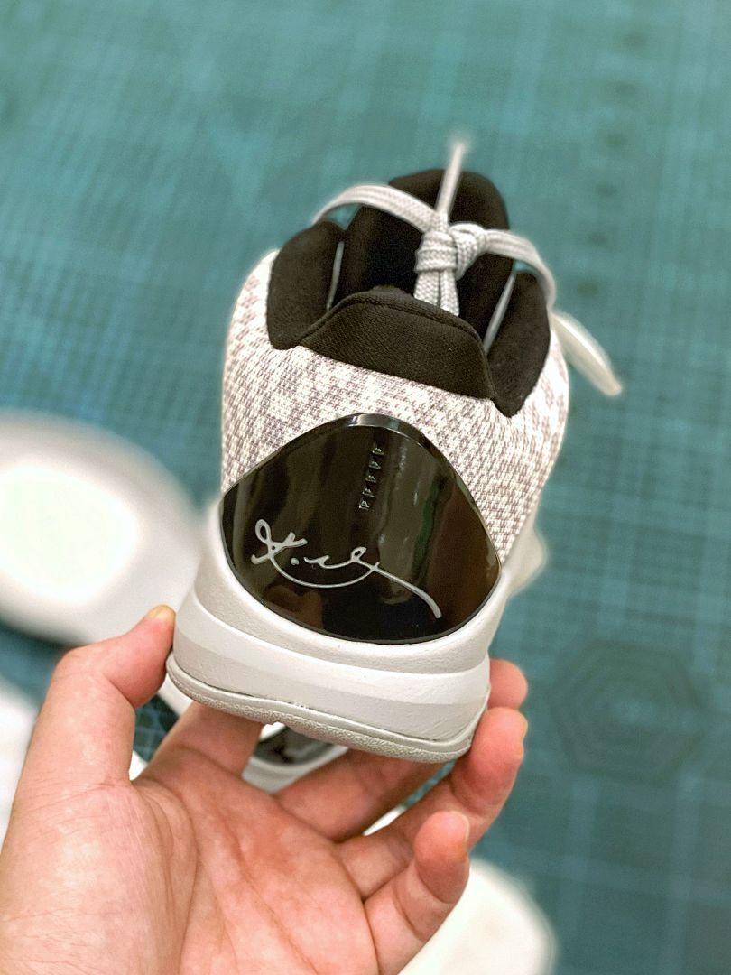 Nike Kobe 5 Protro Grey White Checkerboard Radial Swirl Pattern