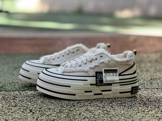 AVSESLSR AVB Distressed Canvas Platform Low Top Sneakers