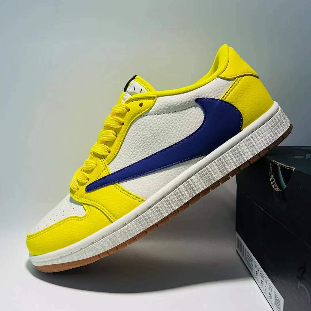 Nike Air Jordan 1 Low Travis Scott Cactus Jack Yellow Blue Reverse Swoosh