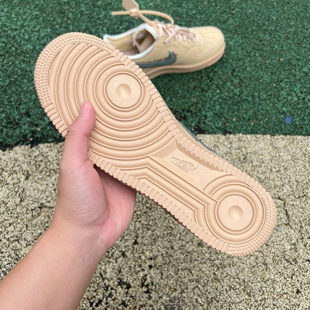 Nike Air Force 1 Low Off-White Tan Metallic Zipper Swoosh