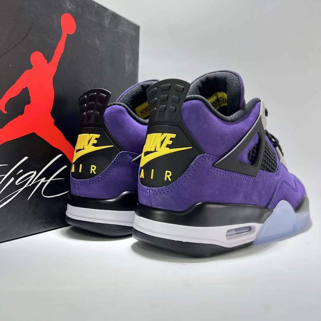 Air Jordan 4 Retro 'Court Purple' CT8527-500 Purple Black Yellow Jumpman Basketball Sneakers