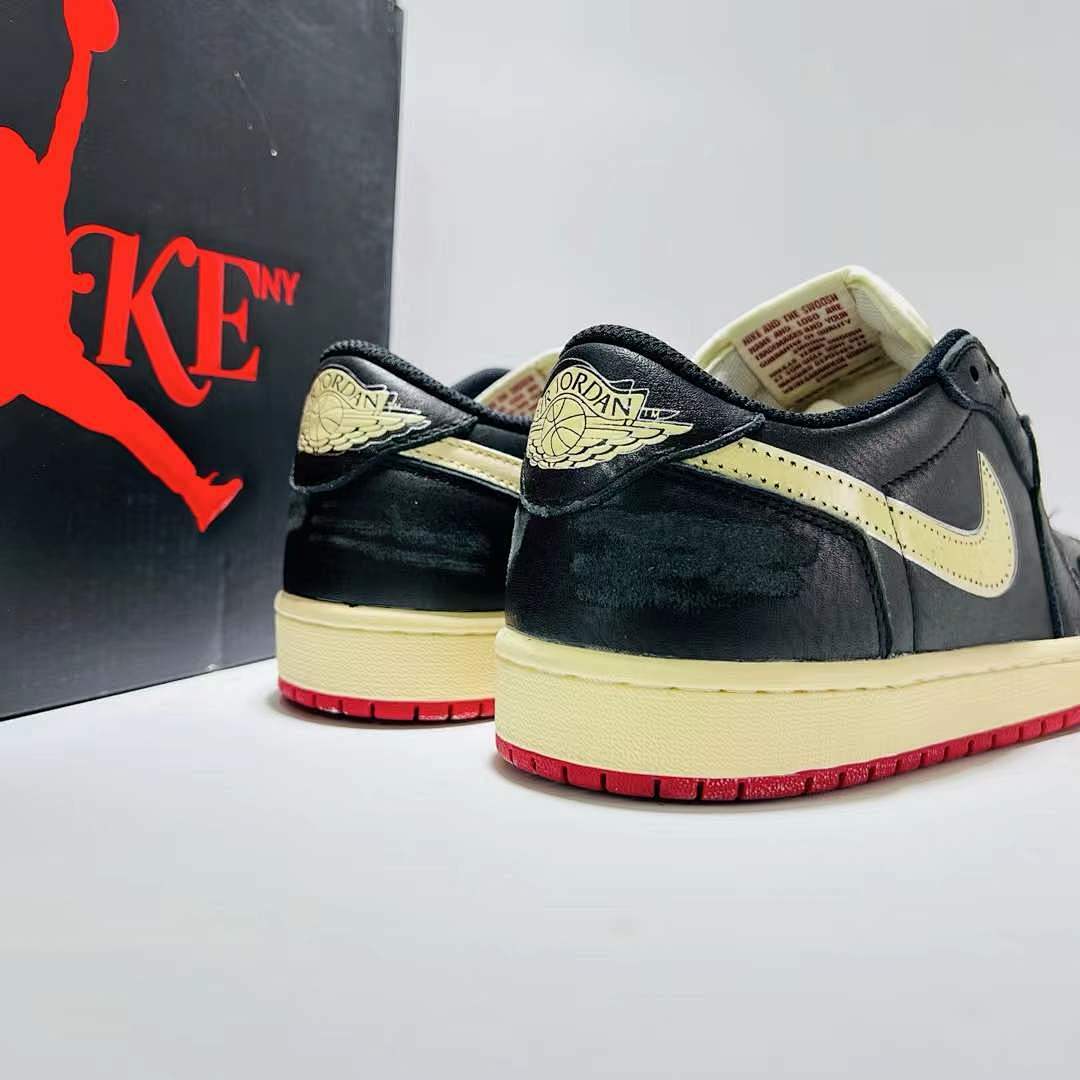 Air Jordan 1 Low SE Black Sail Gym Red Mini Swoosh Stitched Sneakers Air Jordan 1 Low SE 'Black/Sail/Gym Red'